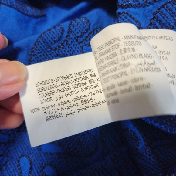 Zara Blue Mini Dress with Black Intricate Embroidery,  Size S - Picture 9 of 10